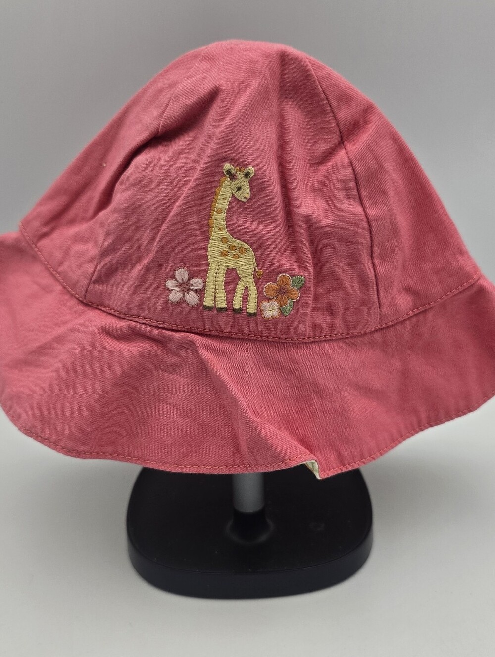Gymboree Girls Reversible Floral/Pink Giraffe Logo Sun Hat 0-3 Months